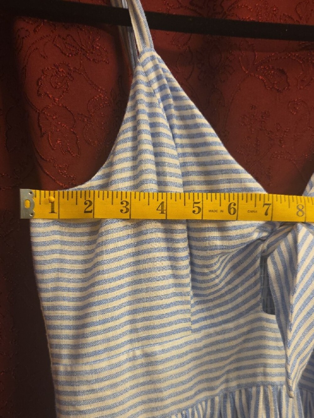 CECILIA NEW YORK Blue and White Striped Tie-Front Midi Sundress - Picture 2 of 16